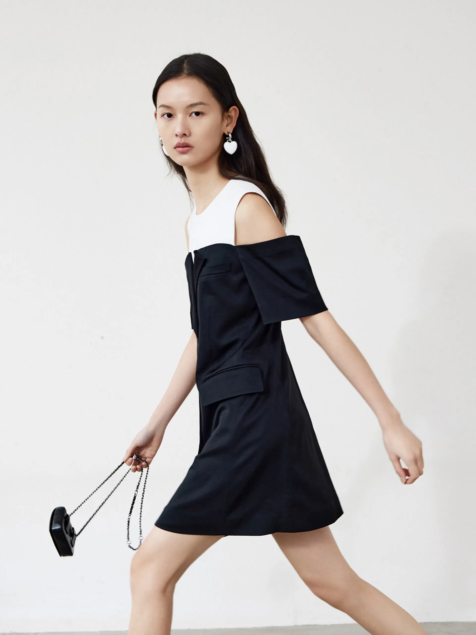 Open Shoulder Panel Dress