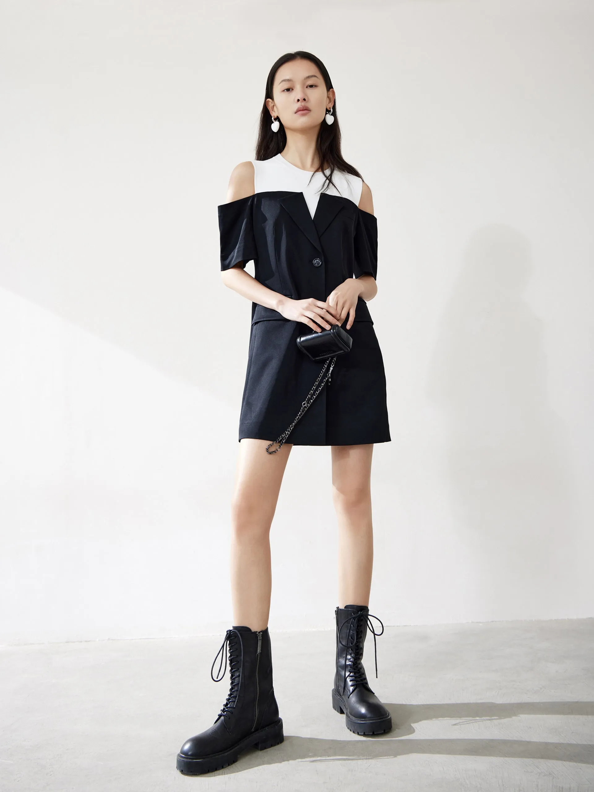 Open Shoulder Panel Dress