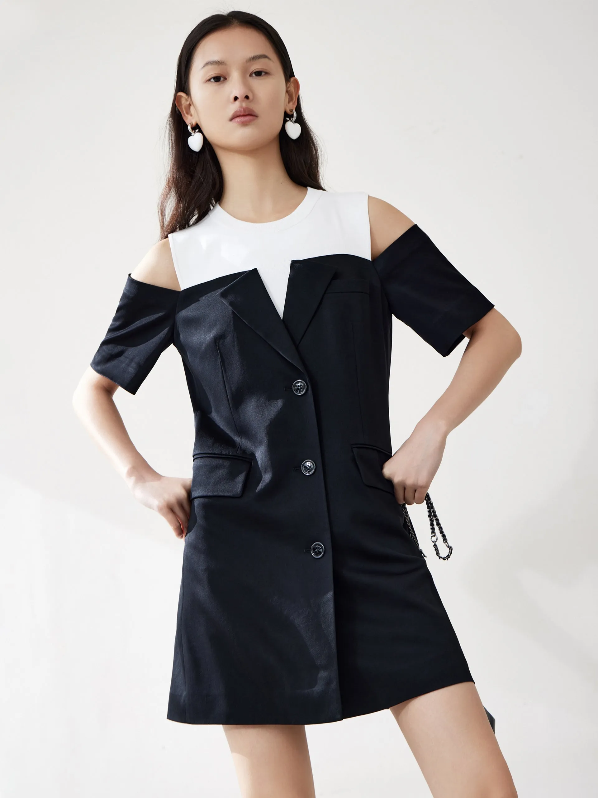 Open Shoulder Panel Dress