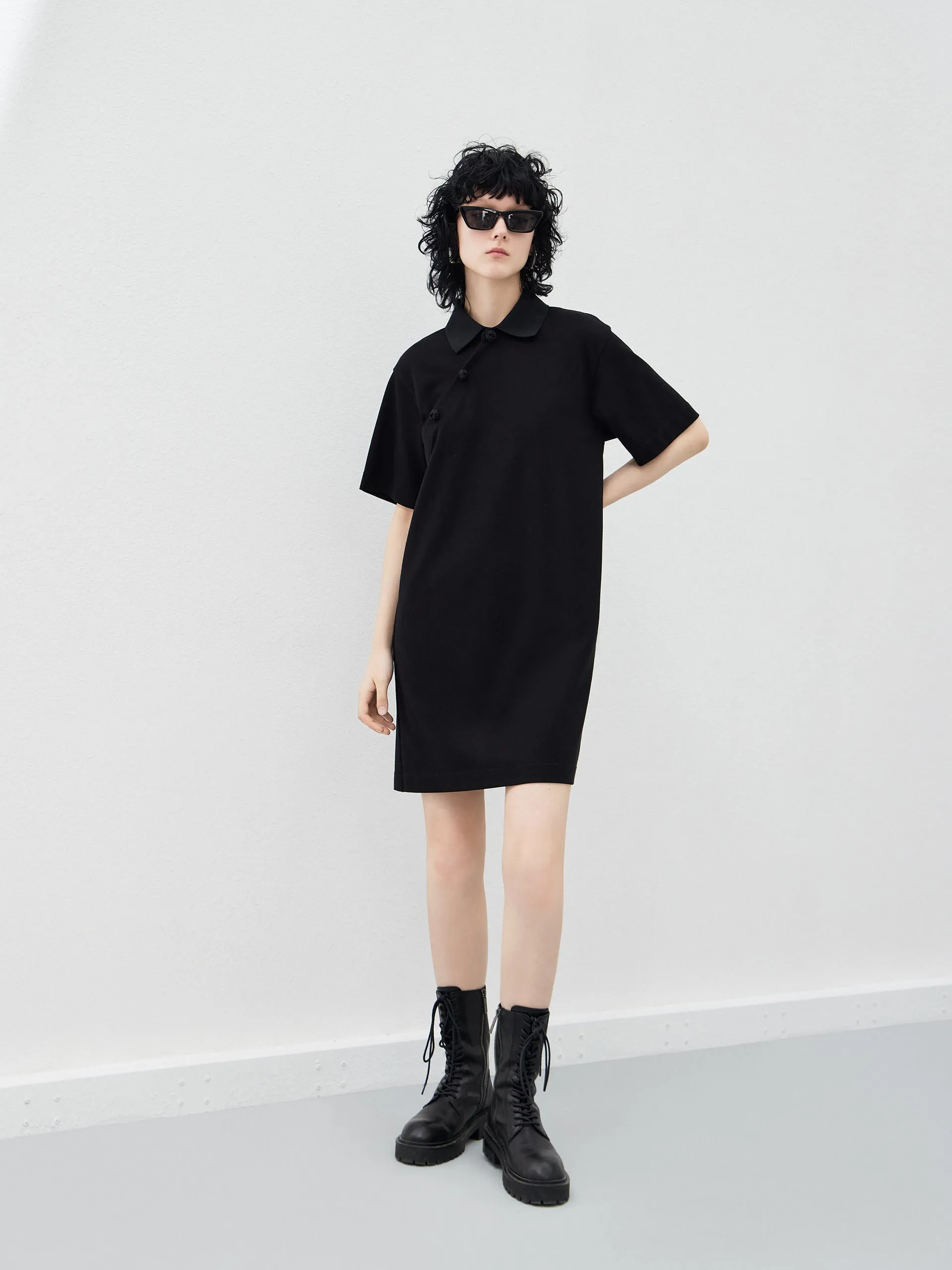 Polo Collar Cotton Dress