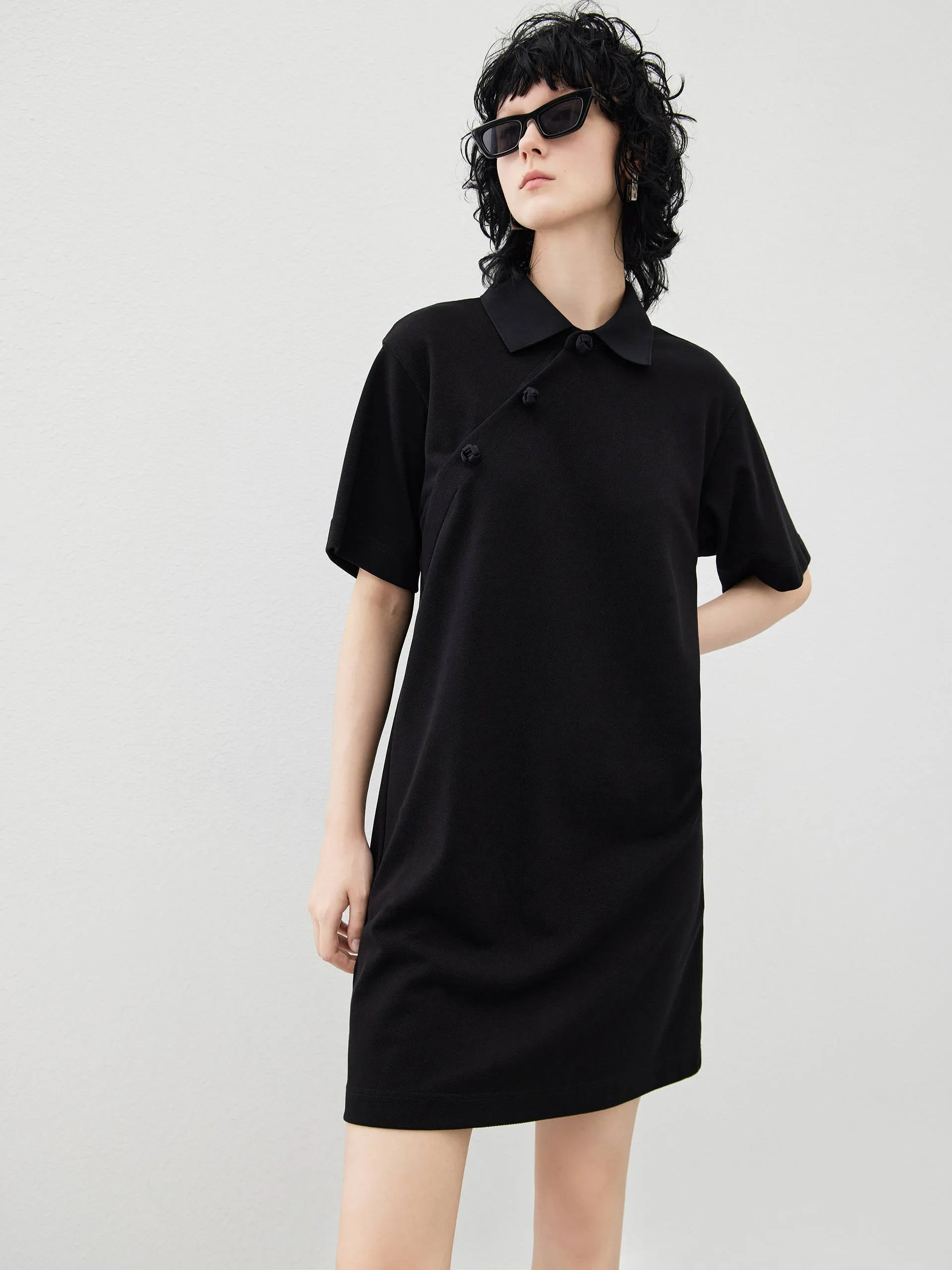 Polo Collar Cotton Dress