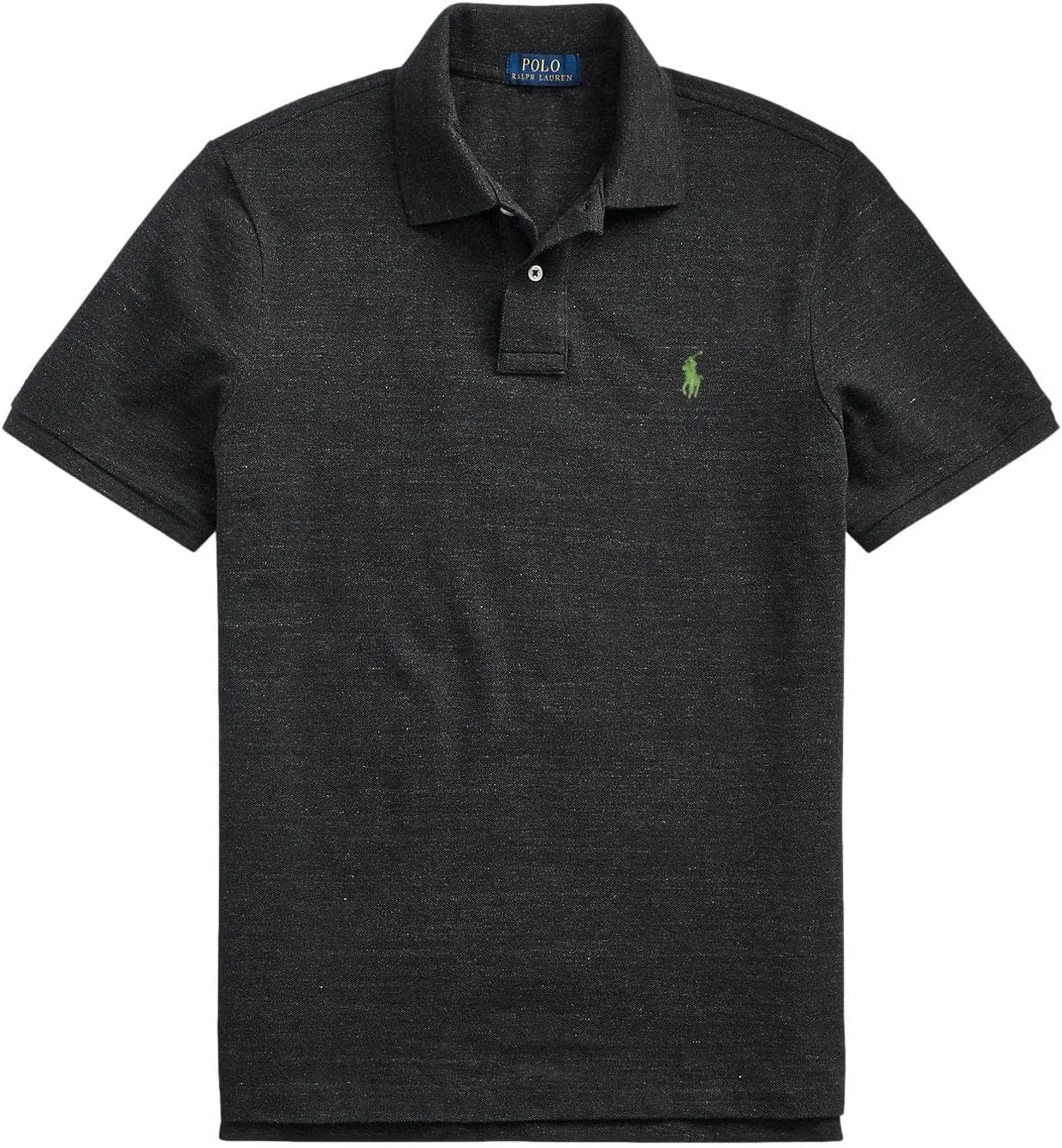 POLO RALPH LAUREN Men's Custom Slim Fit Polo Shirt, (Spring/Summer 2022) Black Heather, Medium
