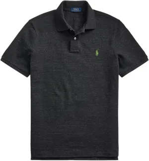POLO RALPH LAUREN Men's Custom Slim Fit Polo Shirt, (Spring/Summer 2022) Black Heather, Medium