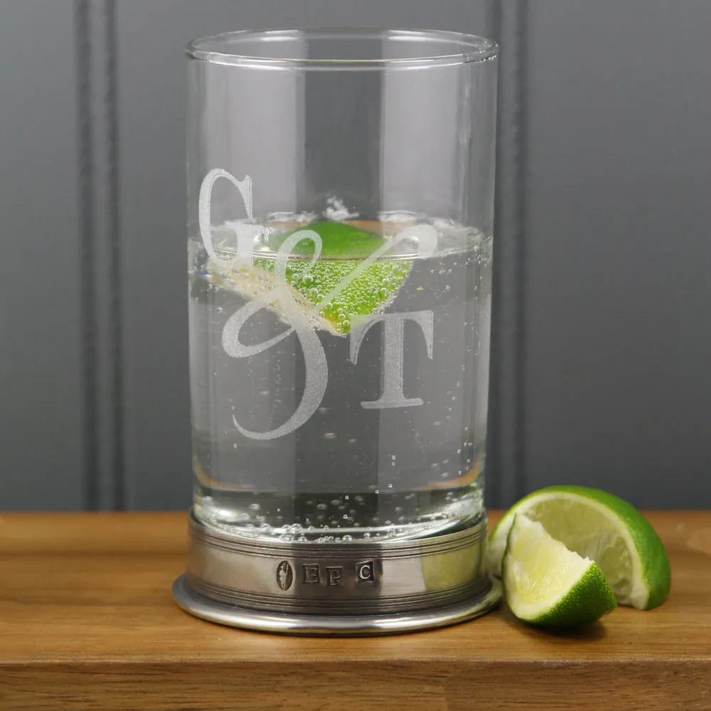 "G & T" Highball Gin Glass with Pewter Base