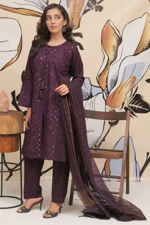 Senorita - LBD-01806 | Purple | Casual Plus 3 Piece Suit | Cotton Plain Cambric
