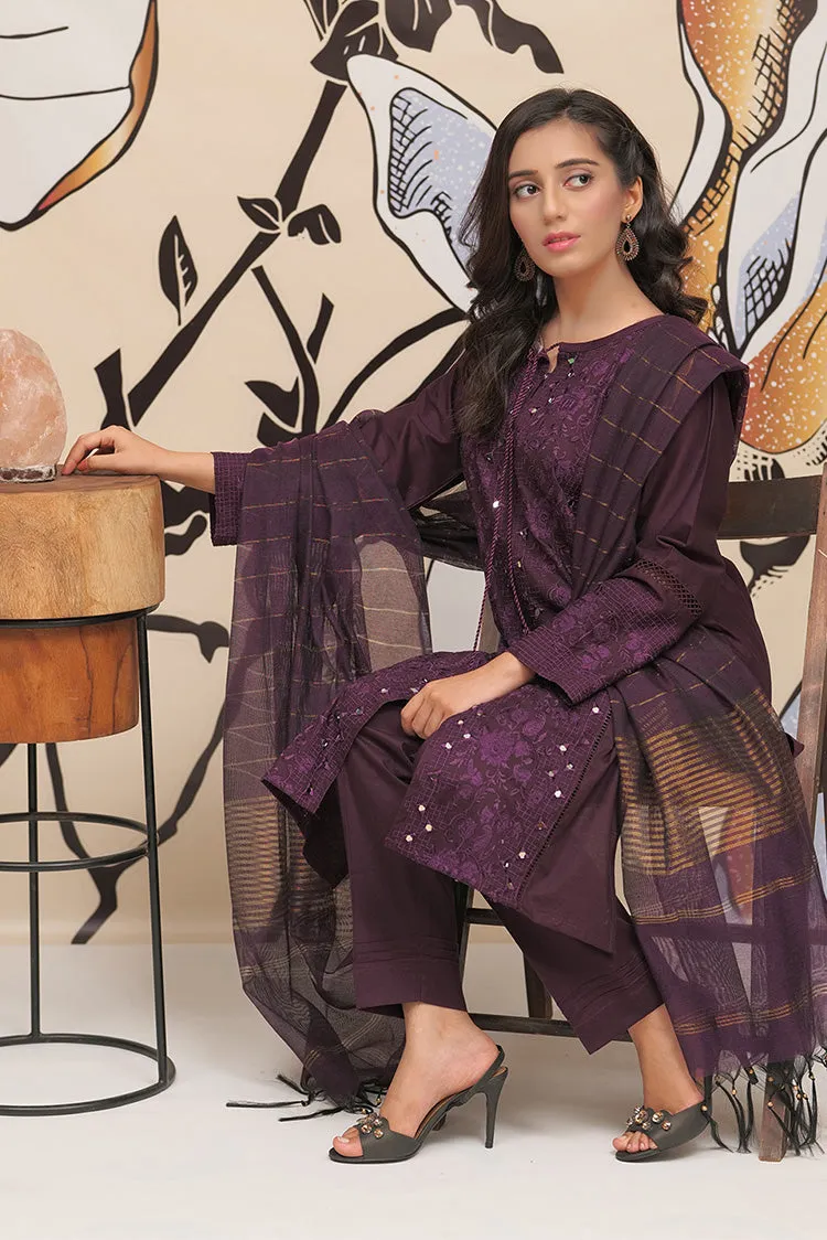 Senorita - LBD-01806 | Purple | Casual Plus 3 Piece Suit | Cotton Plain Cambric