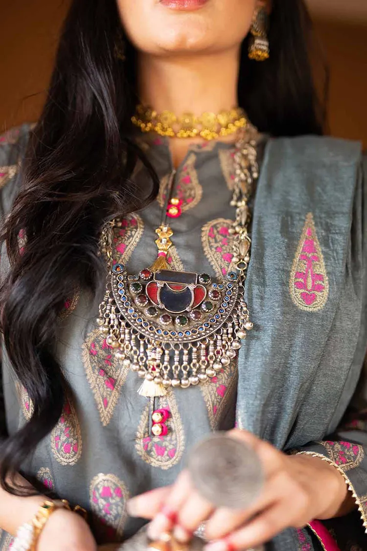 Senorita - LBD-02278 | Grey Multicolor | Casual 3 Piece Suit  | Cotton Jacquard Meena