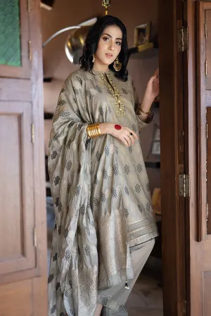 Senorita - LBD-02280 | Grey & Black | Casual 3 Piece Suit  | Cotton Jacquard Meena