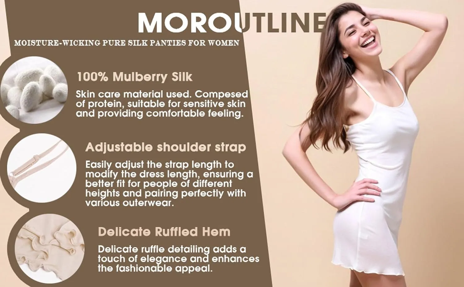 Silk Nighties for Women Adjustable Spaghetti Strap Cami Full Slip for Under Dress Chemise Nightgown