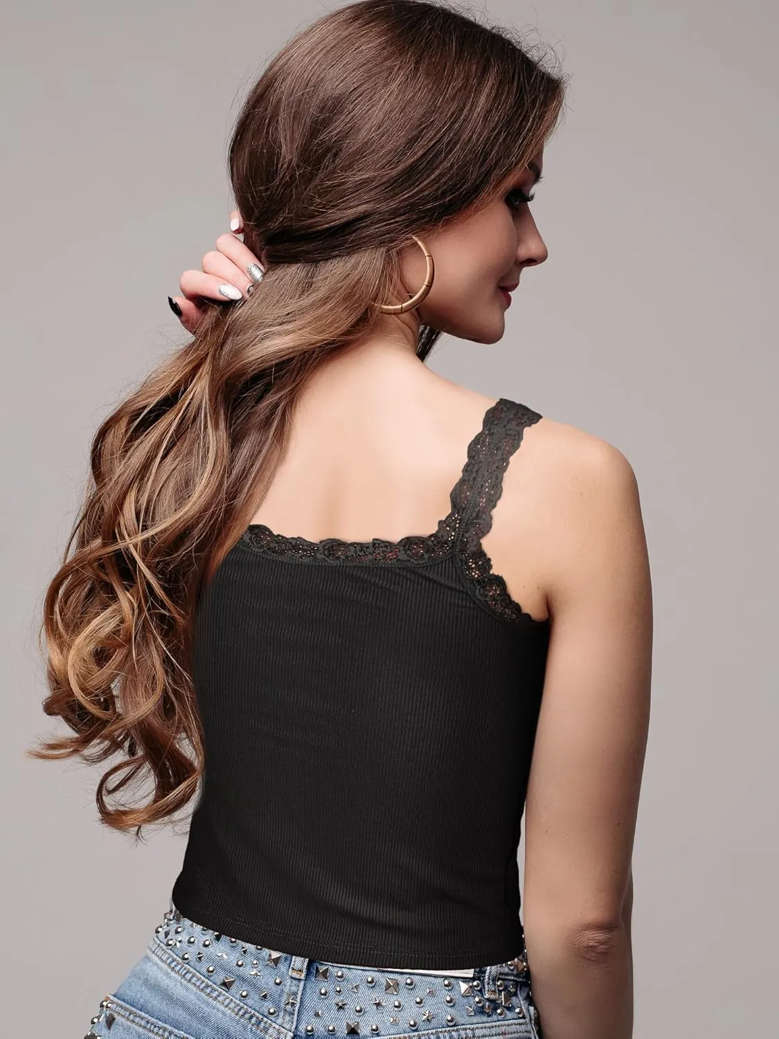 Sintege 3 Pcs Women's Lace Patchwork Tank Top Lace Camisole Tank Sleeveless Cami Crop Lacework Trim Y2k Tops