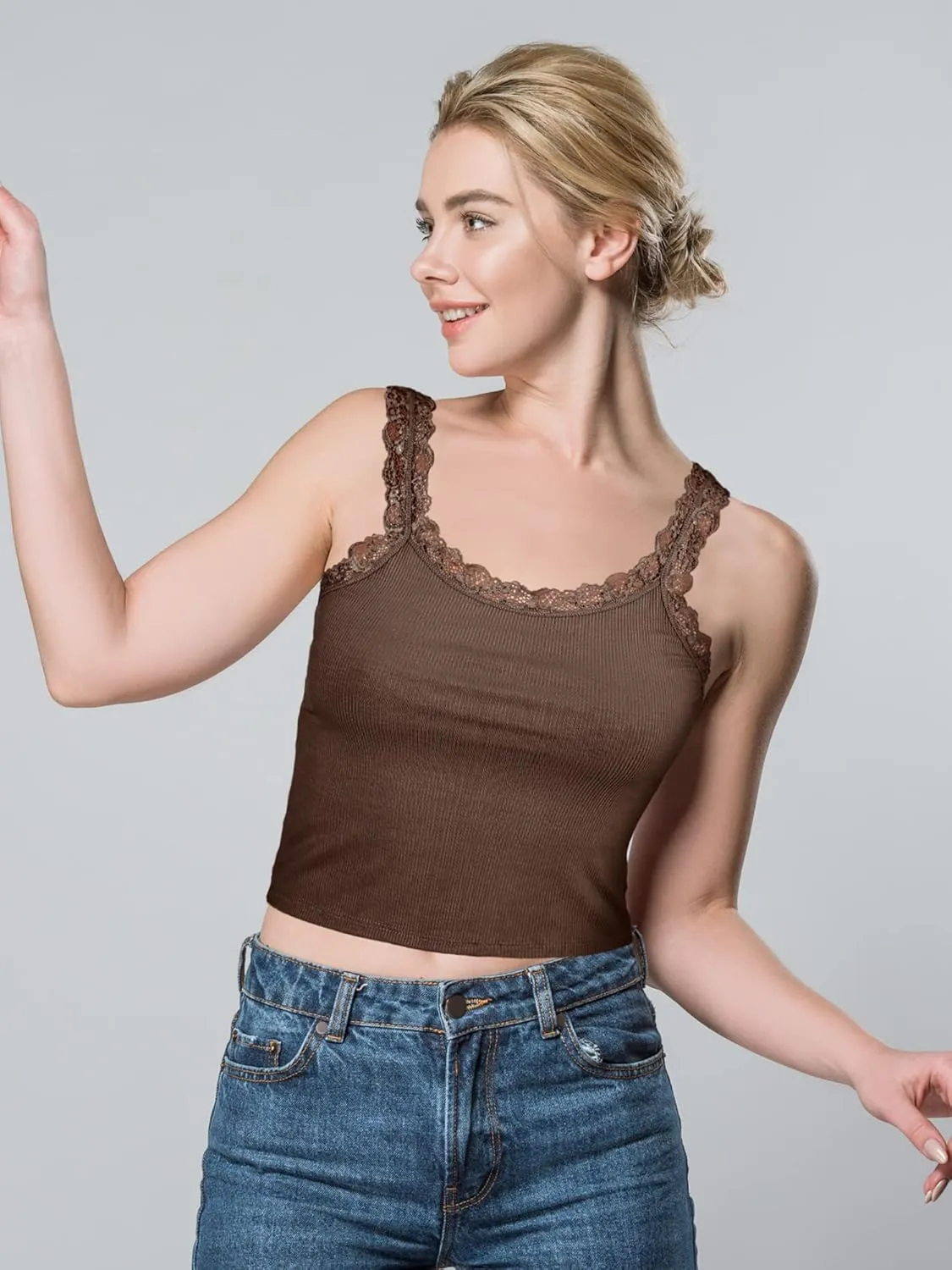Sintege 3 Pcs Women's Lace Patchwork Tank Top Lace Camisole Tank Sleeveless Cami Crop Lacework Trim Y2k Tops
