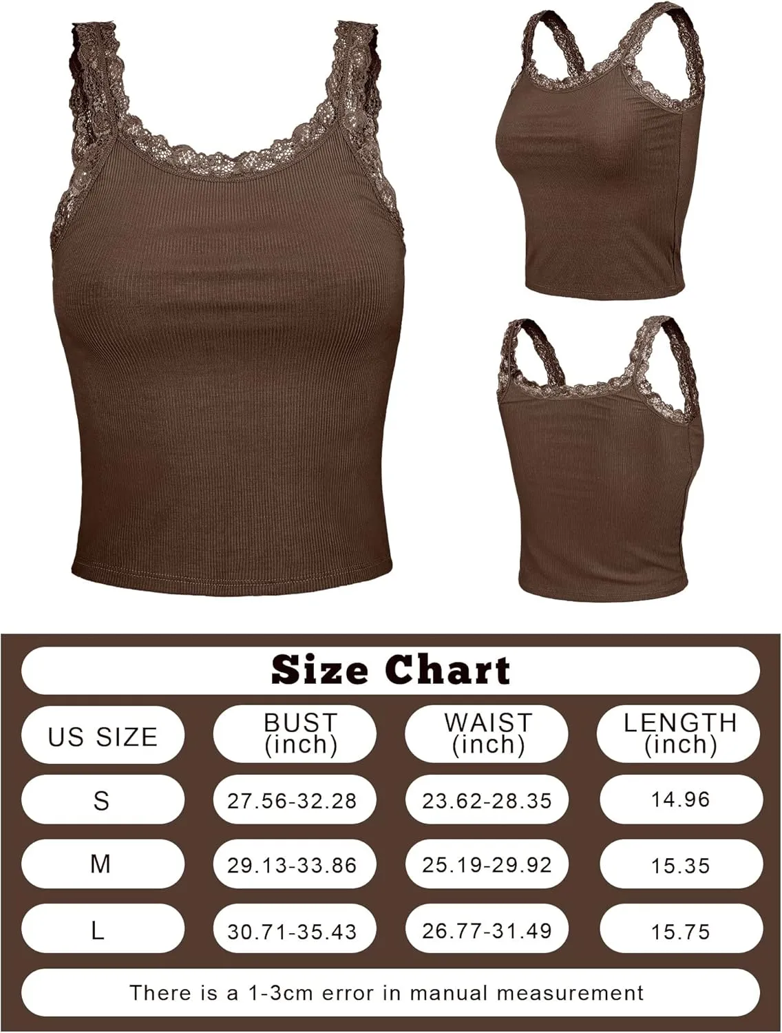 Sintege 3 Pcs Women's Lace Patchwork Tank Top Lace Camisole Tank Sleeveless Cami Crop Lacework Trim Y2k Tops