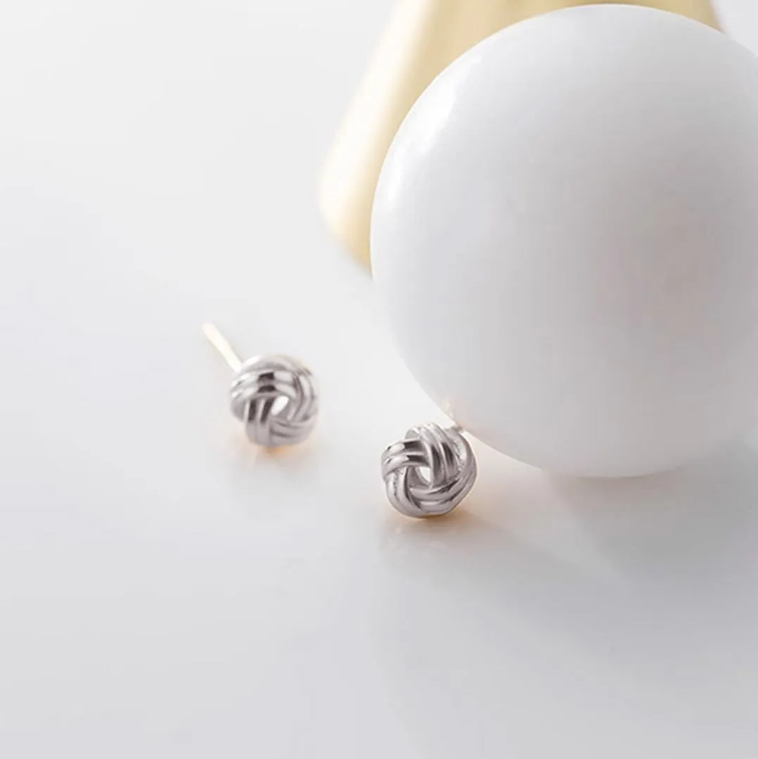 SLUYNZ 925 Sterling Silver Love Knot Stud Earrings for Teen Girls Women Twisted Stud Earrings Ball