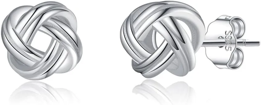 SLUYNZ 925 Sterling Silver Love Knot Stud Earrings for Teen Girls Women Twisted Stud Earrings Ball