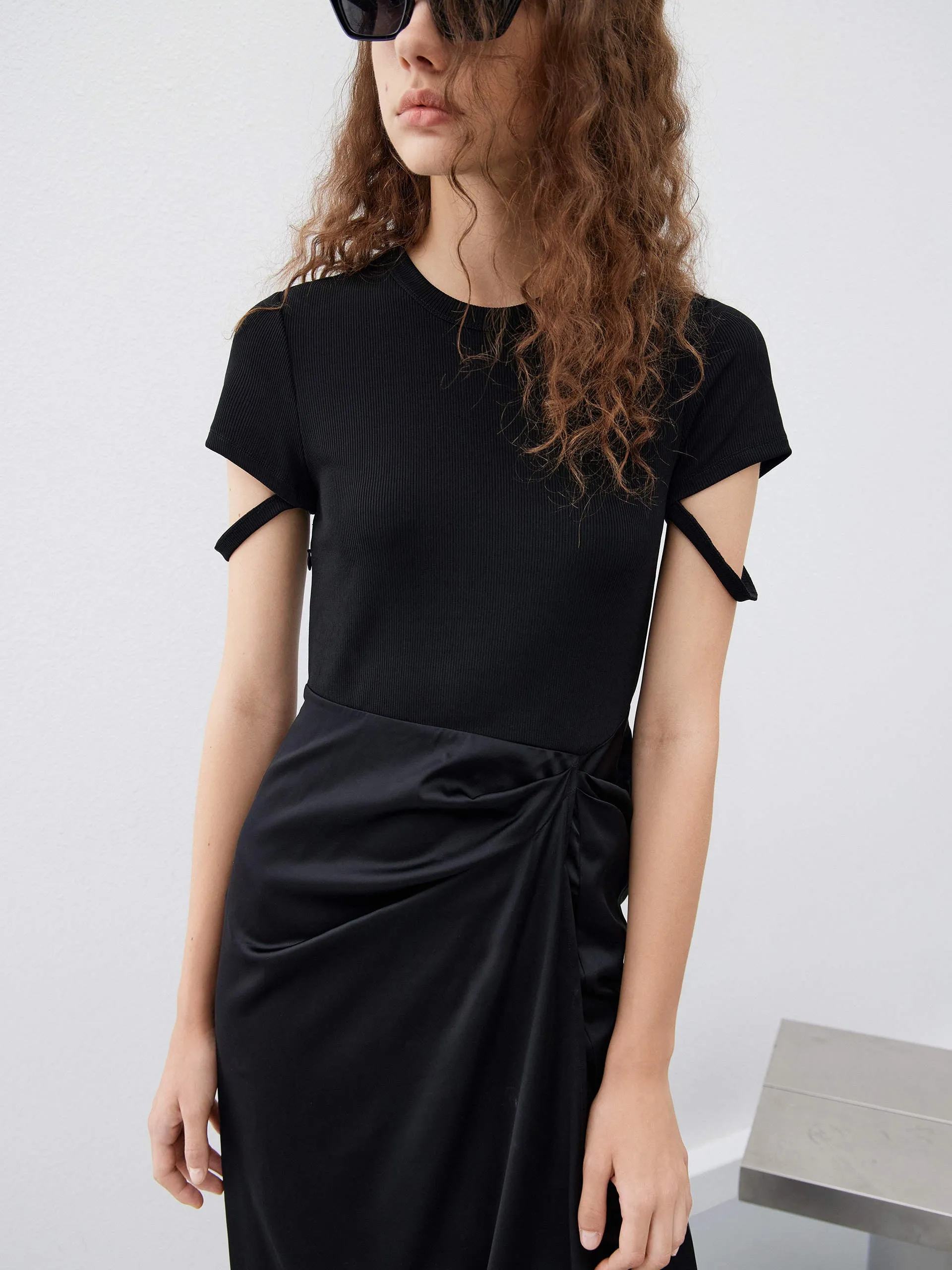 Strap Details Panel Dress