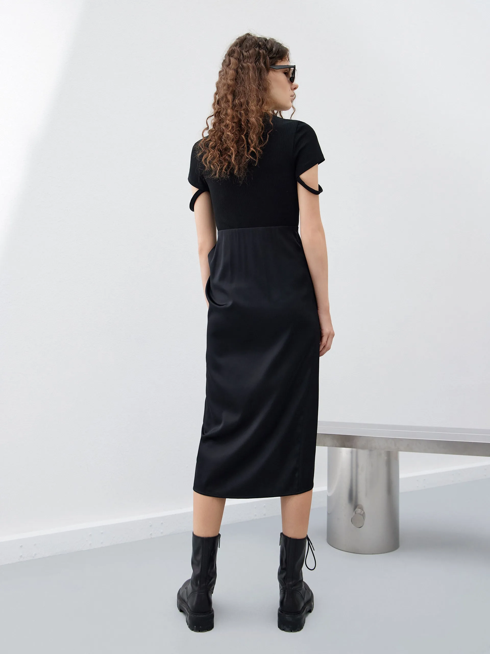Strap Details Panel Dress