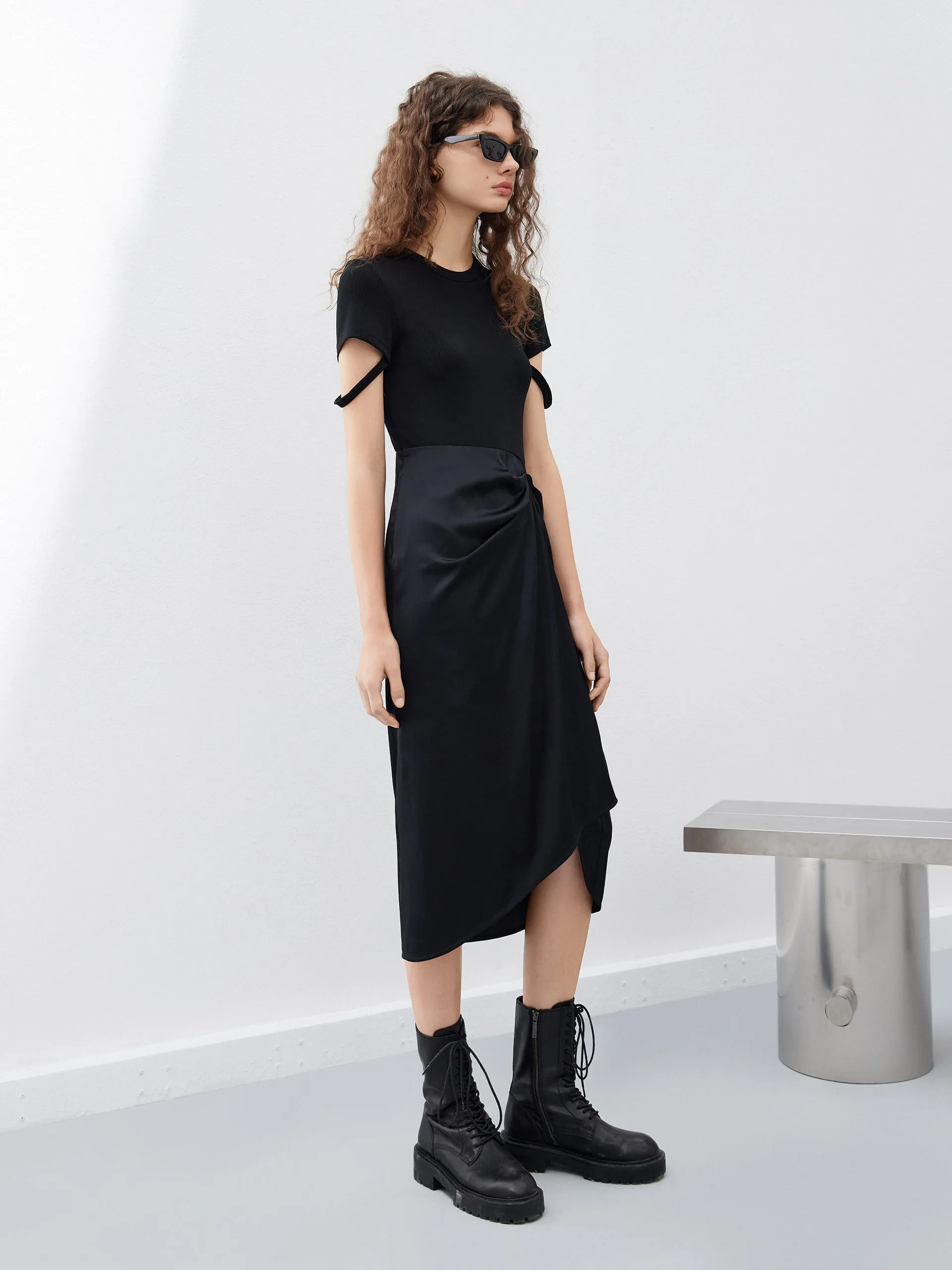 Strap Details Panel Dress