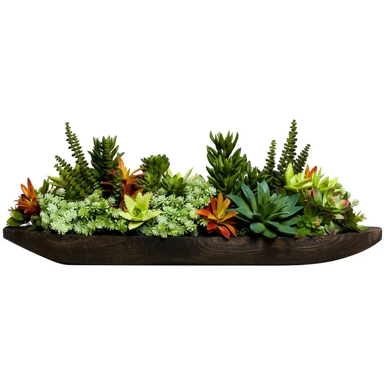 Succulent Melange Long Yacht Silks Centerpiece Arrangement