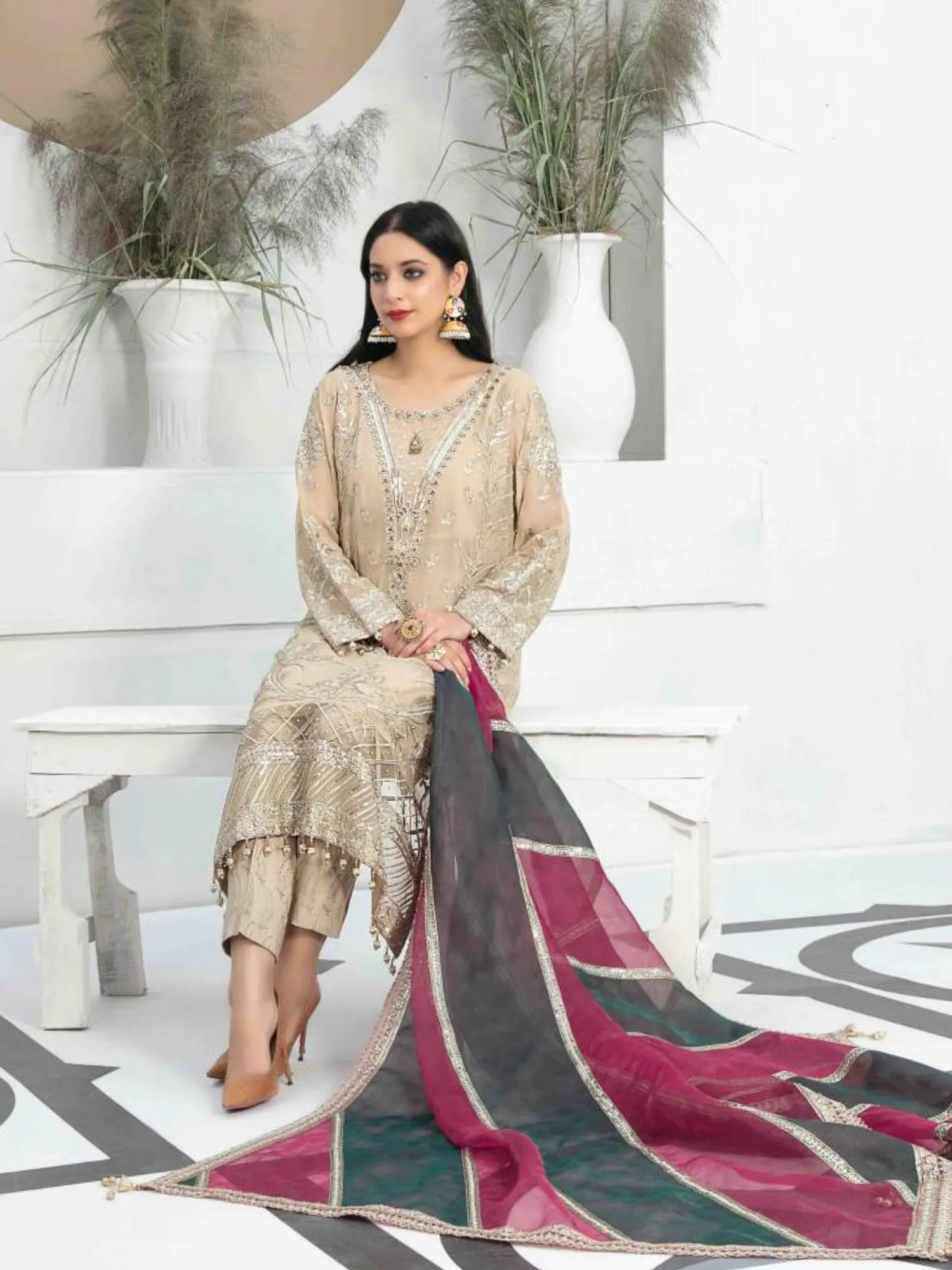 Tawakkal "Neshama" Fancy Semi-Stitched Beige (D7707)