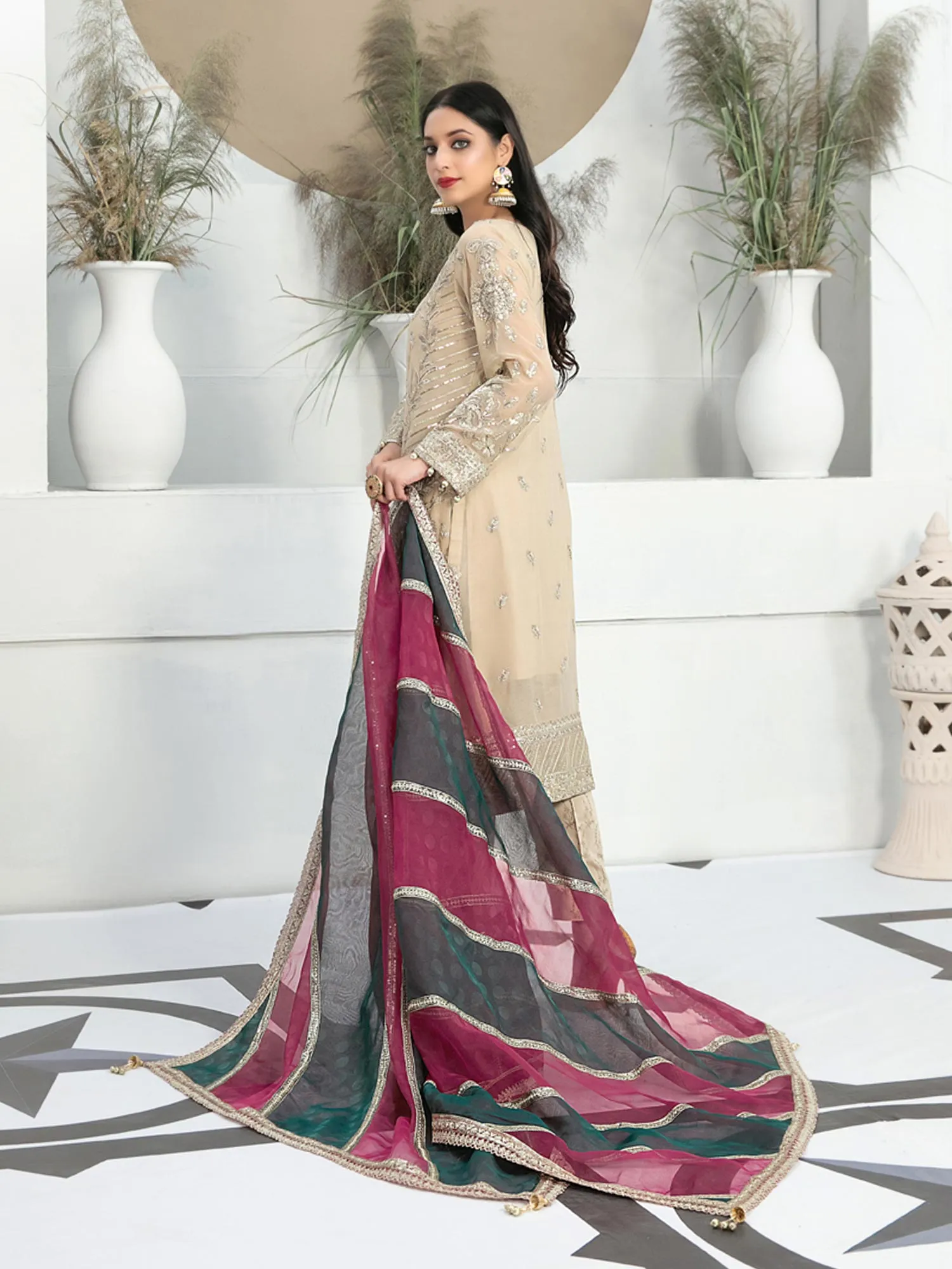 Tawakkal "Neshama" Fancy Semi-Stitched Beige (D7707)
