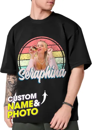 Tehg & Tuhg Custom T Shirts with Picture, Vintage Bootleg Rap Tee, Boyfriend Girlfriend, Unique Gift for Birthday Anniversary