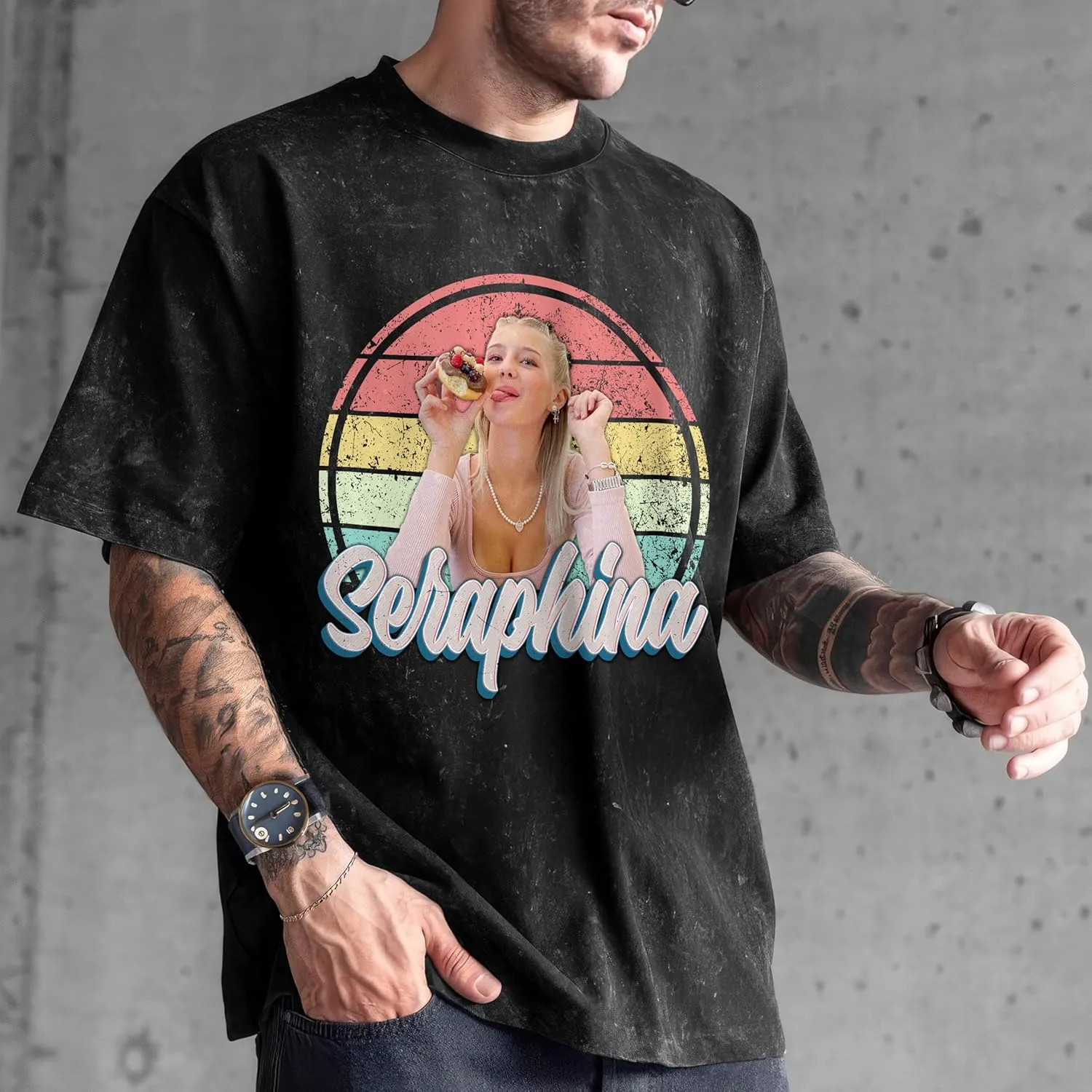 Tehg & Tuhg Custom T Shirts with Picture, Vintage Bootleg Rap Tee, Boyfriend Girlfriend, Unique Gift for Birthday Anniversary