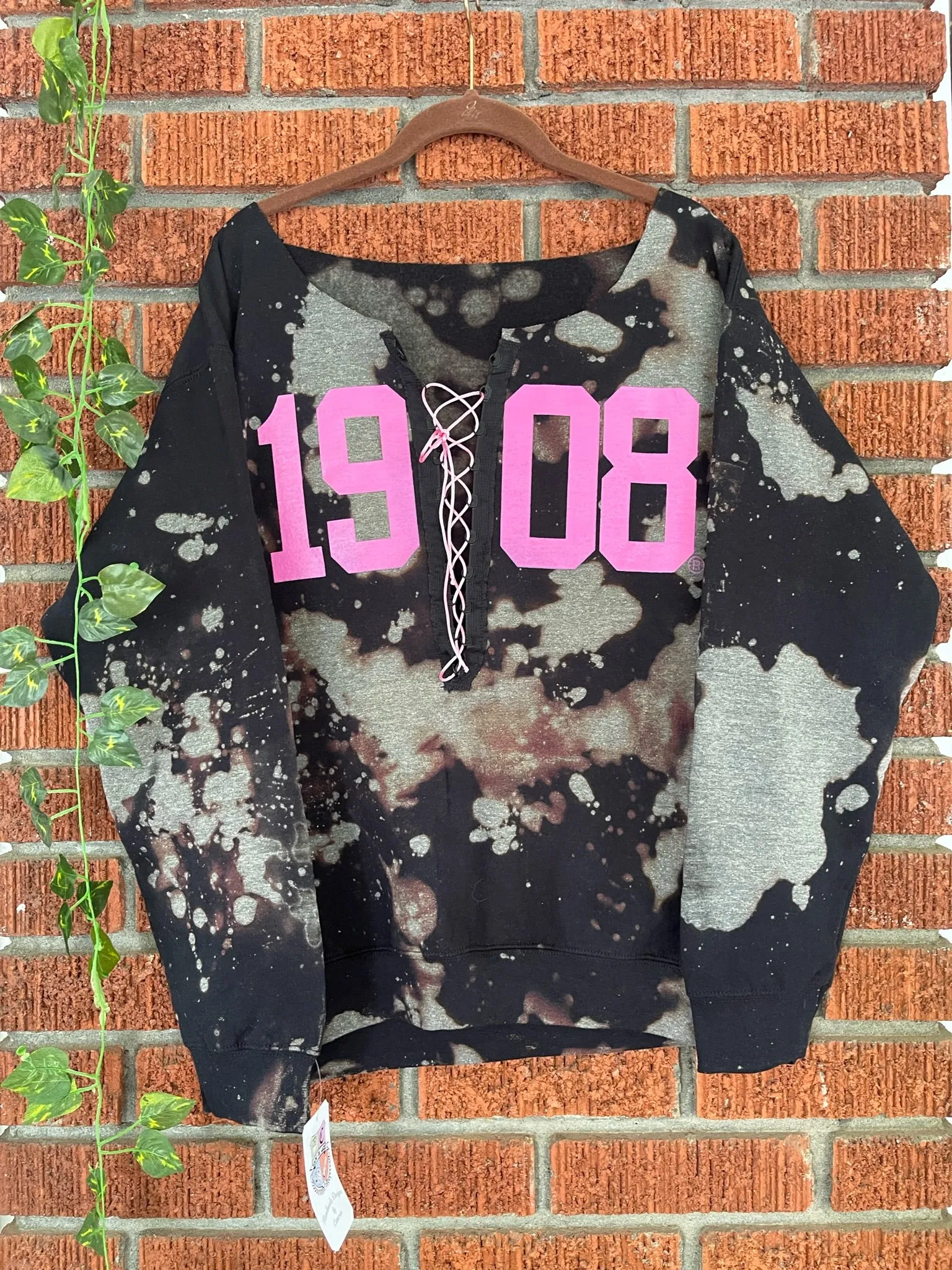 The "Black Pearl" Stonewash 1908 Off-Shoulder Corset Sweatshirt