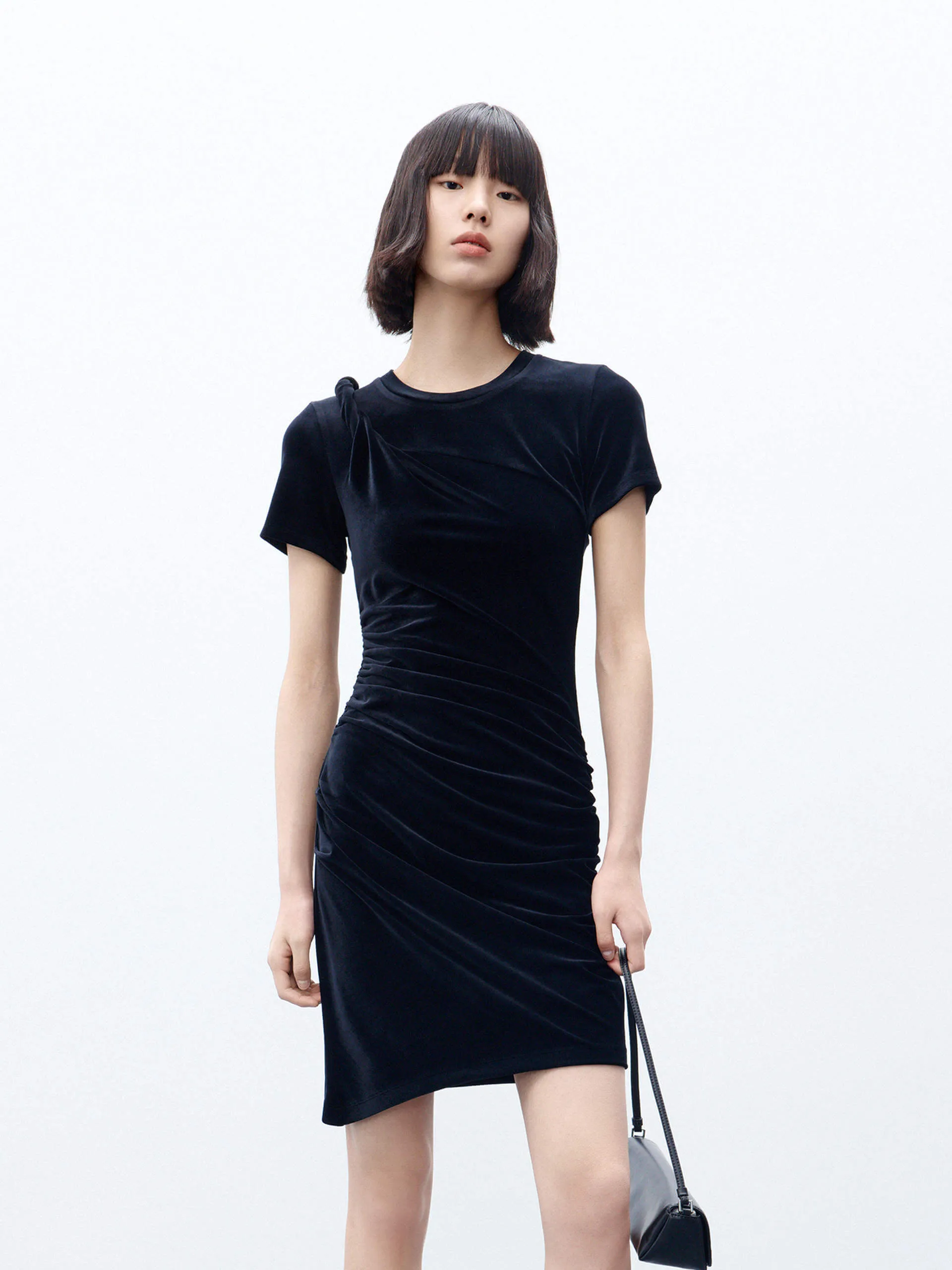 Twisted Strap Pleated Dress