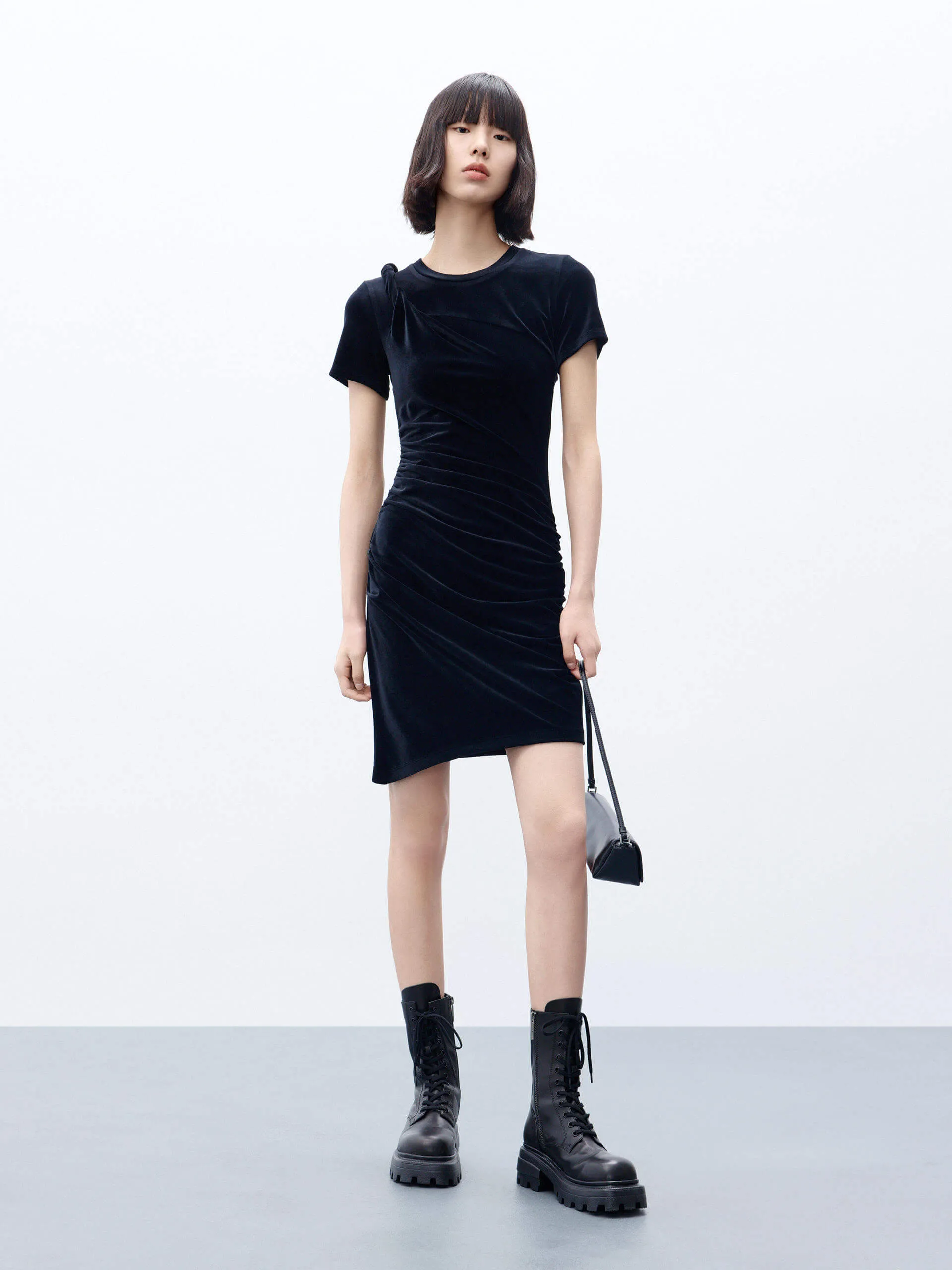 Twisted Strap Pleated Dress