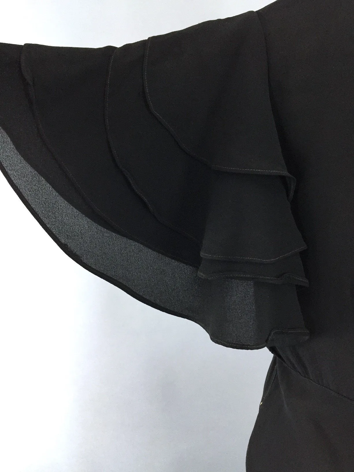 Vintage 1930s Black Dress / 30s Bias Cut Crepe Maxi Gown