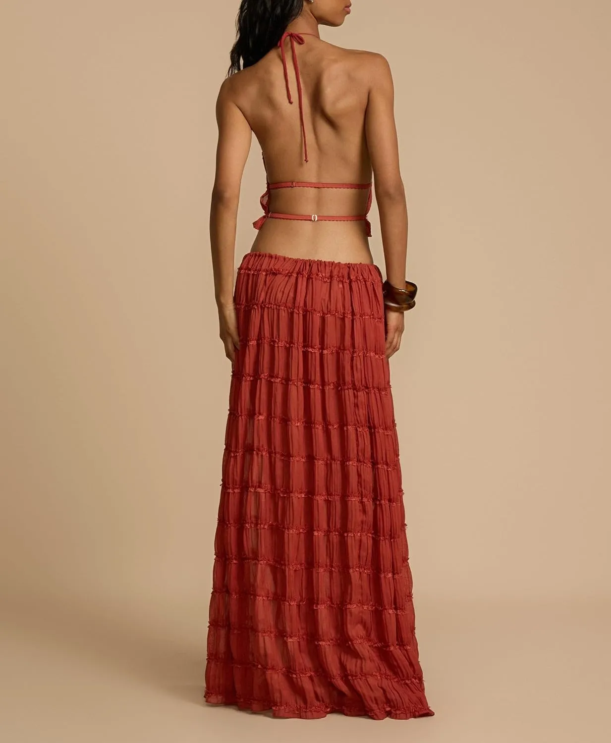 Women Y2K Skirt Set Outfits Strapless Crop Top Bodycon Midi Skirt Dress Sexy 2 Piece Knit Outfits Skirt Summer