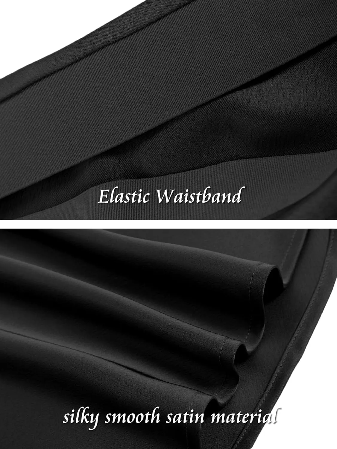 Womens Satin Silk High Waist Slit Midi Skirt Elastic Waistband Midi Skirts for Women