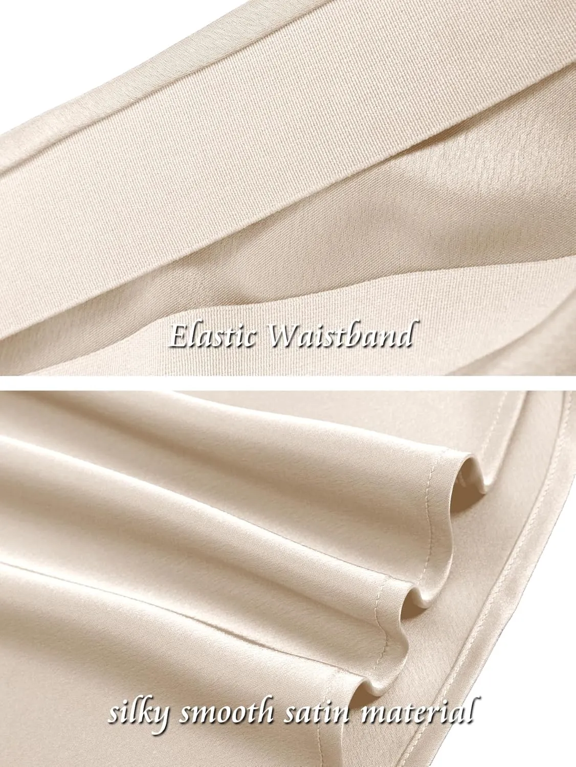 Womens Satin Silk High Waist Slit Midi Skirt Elastic Waistband Midi Skirts for Women